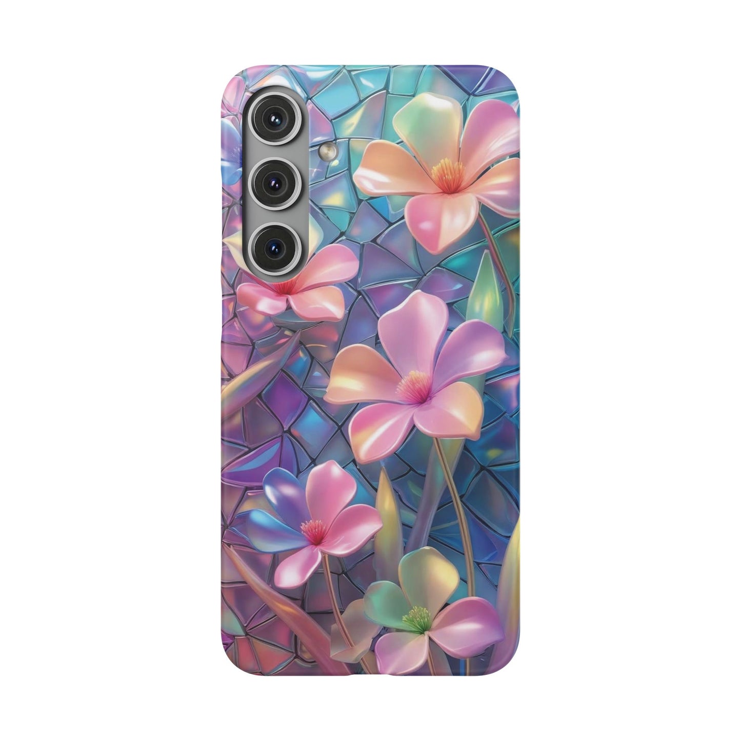 Snap Case Elegante Florale Samsung Handyhülle mit 3D-Effekt