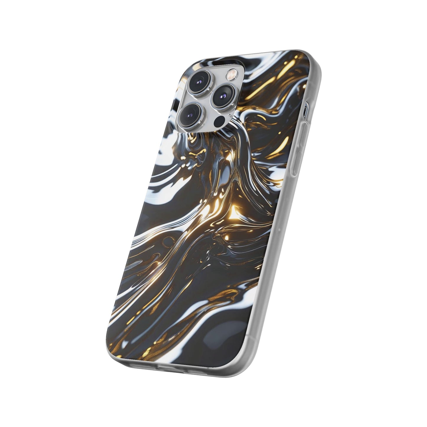 iPhone Handyhülle Flexi Case - Schwarz-Silber Metallic