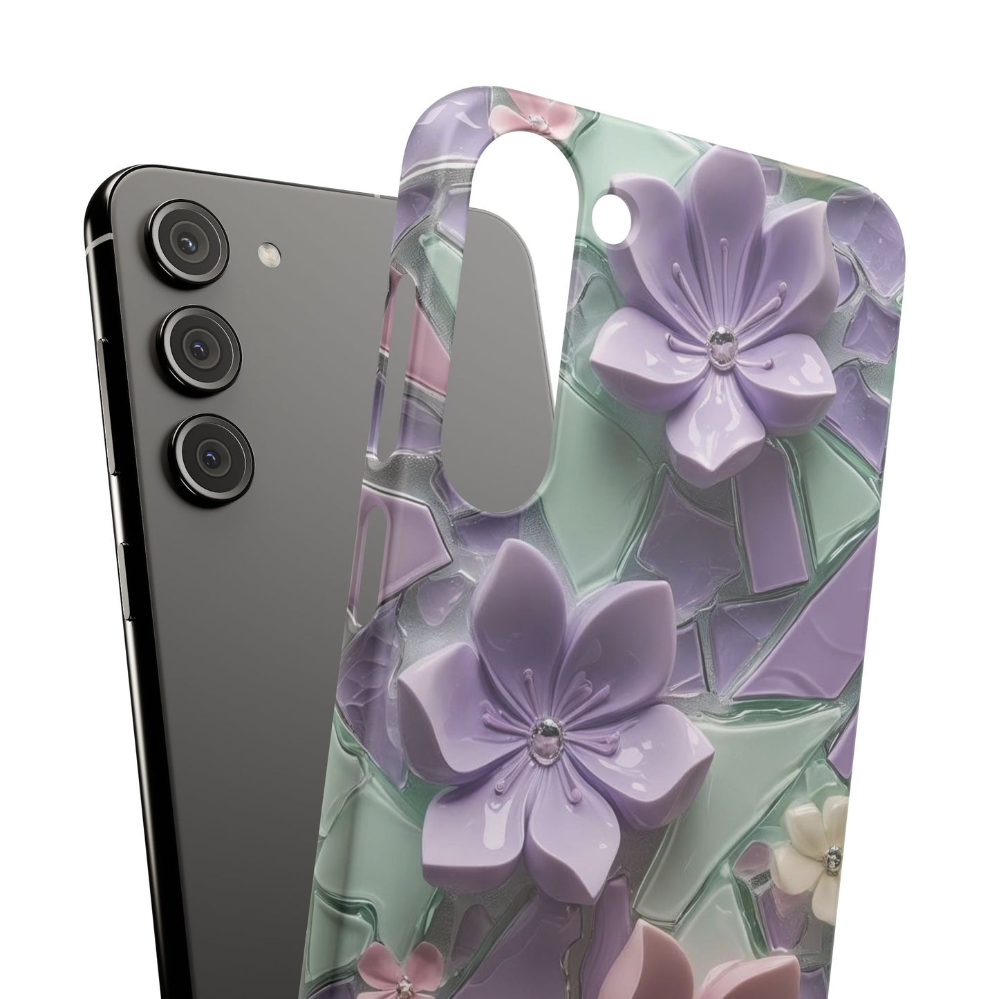 Snap Case Elegante Florale Samsung Handyhülle mit 3D-Effekt