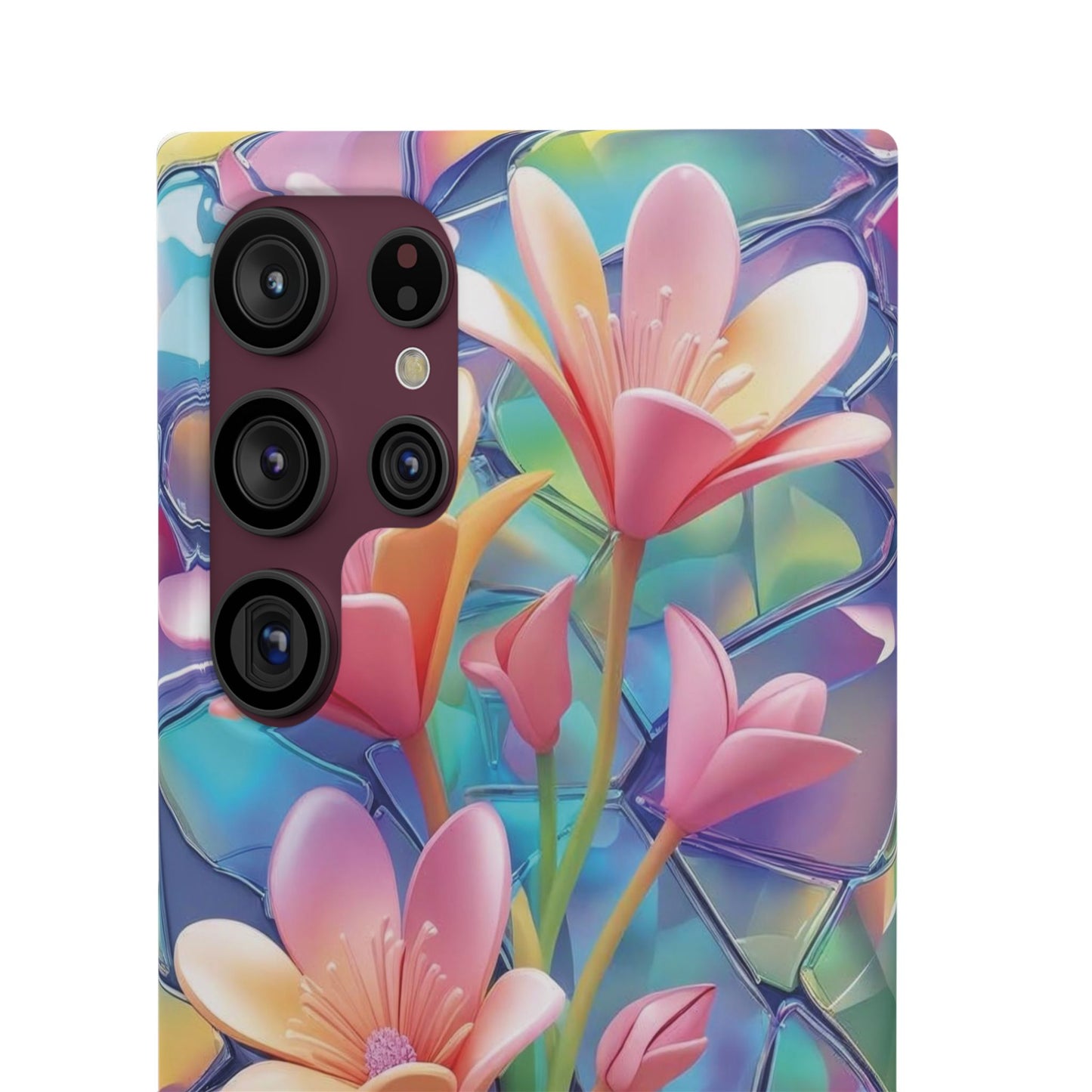 Snap Case Elegante Florale Samsung Handyhülle mit 3D-Effekt