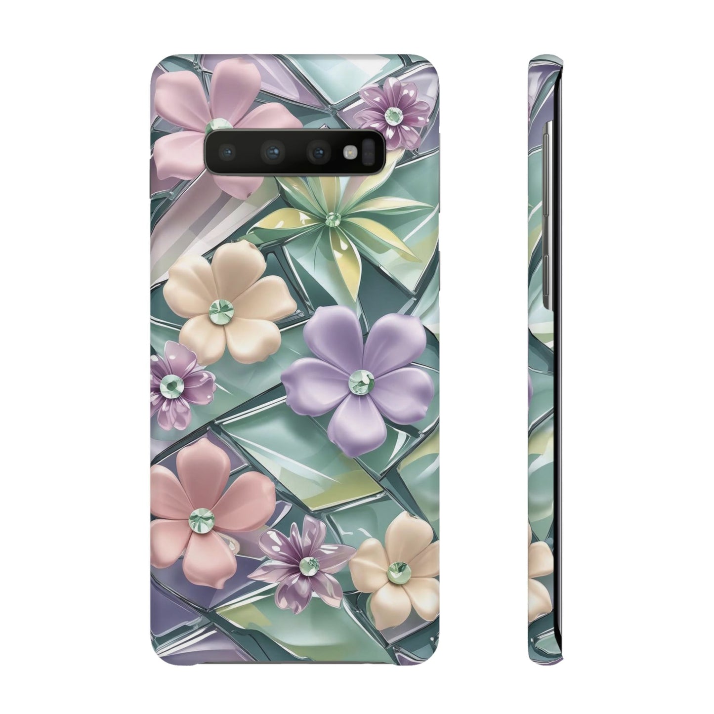 Snap Case Elegante Florale Samsung Handyhülle mit 3D-Effekt