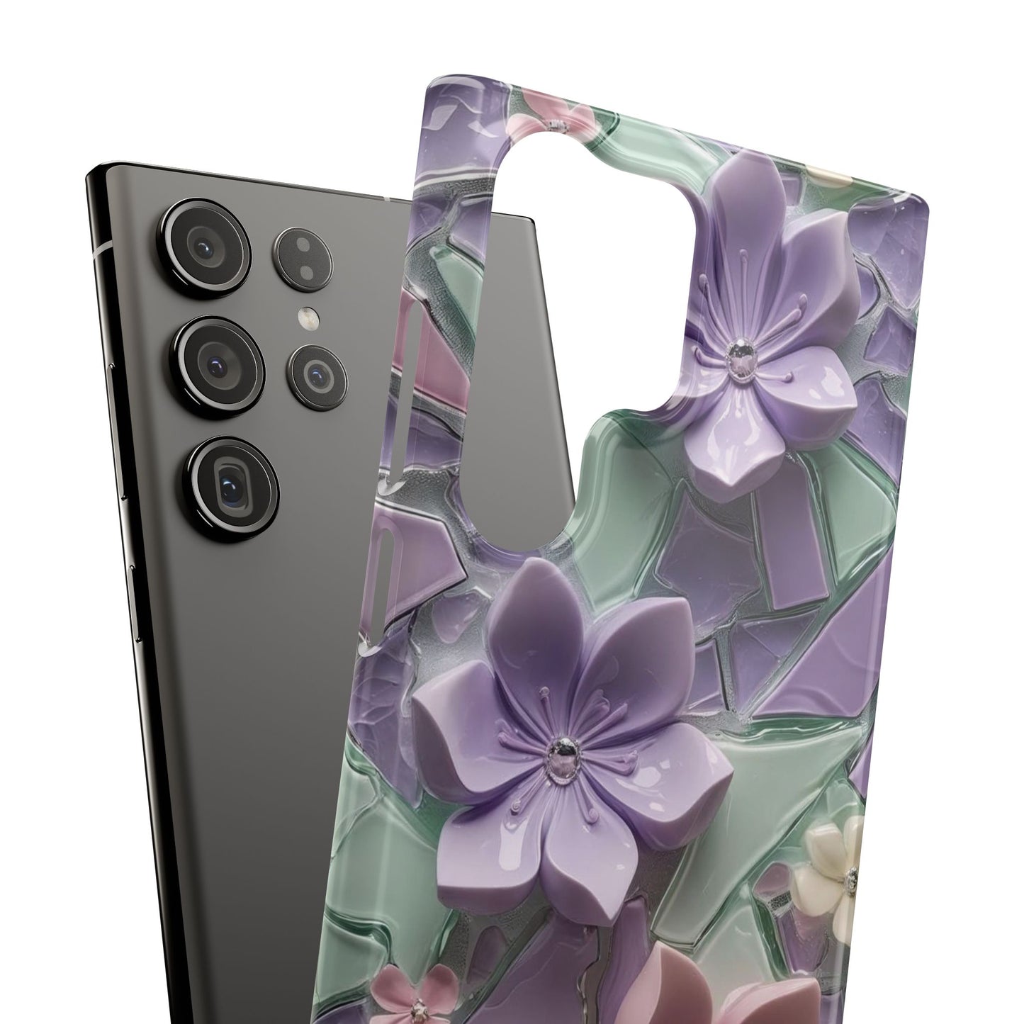 Snap Case Elegante Florale Samsung Handyhülle mit 3D-Effekt