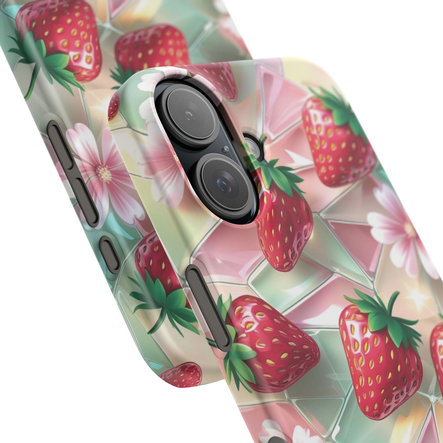 Snap Case iPhone Handyhülle - 3D Effekt Erdbeeren
