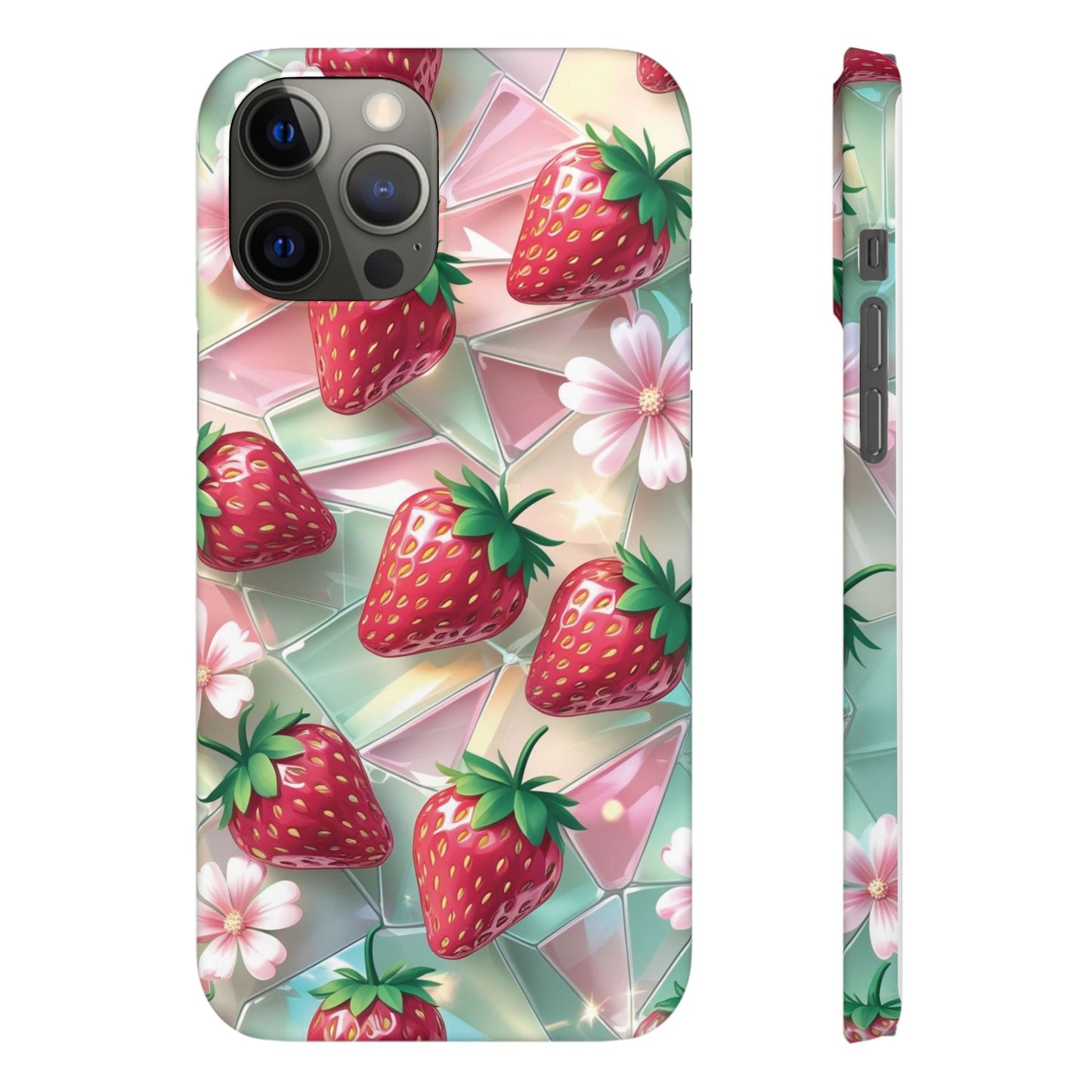 Snap Case iPhone Handyhülle - 3D Effekt Erdbeeren