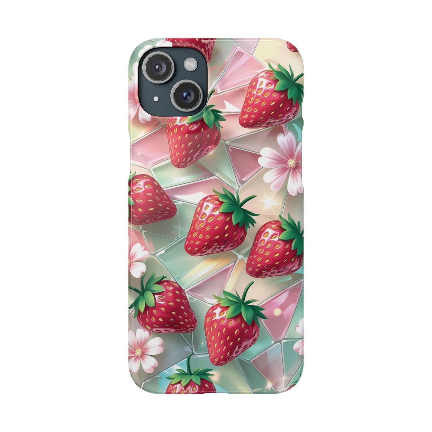 Snap Case iPhone Handyhülle - 3D Effekt Erdbeeren