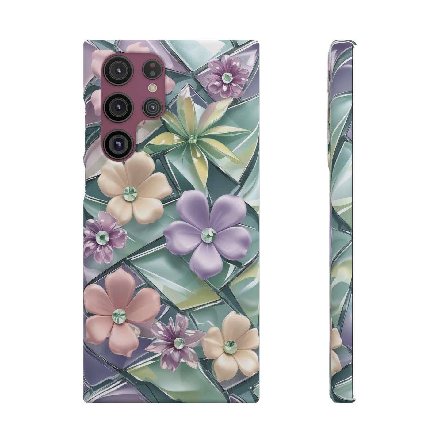 Snap Case Elegante Florale Samsung Handyhülle mit 3D-Effekt