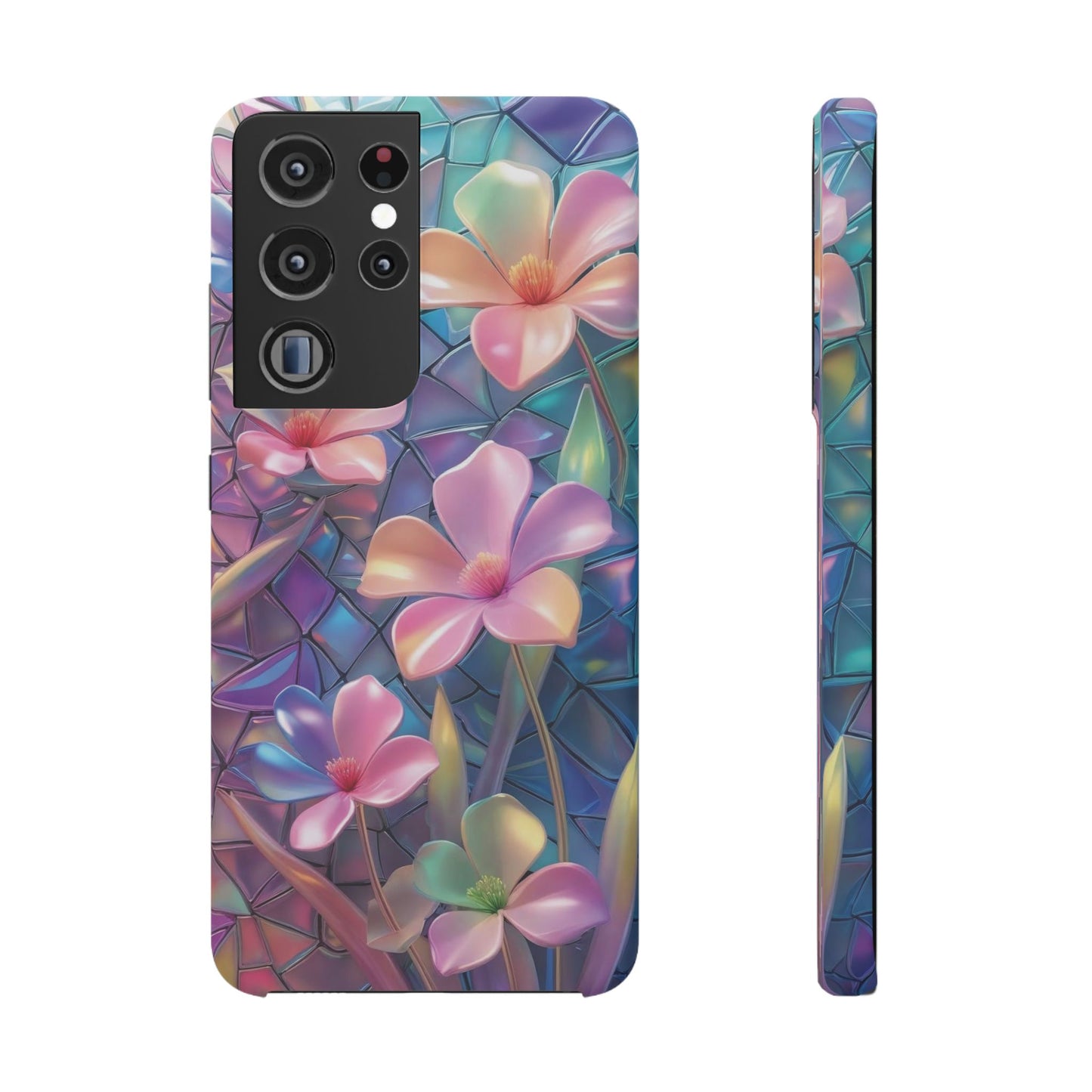 Snap Case Elegante Florale Samsung Handyhülle mit 3D-Effekt
