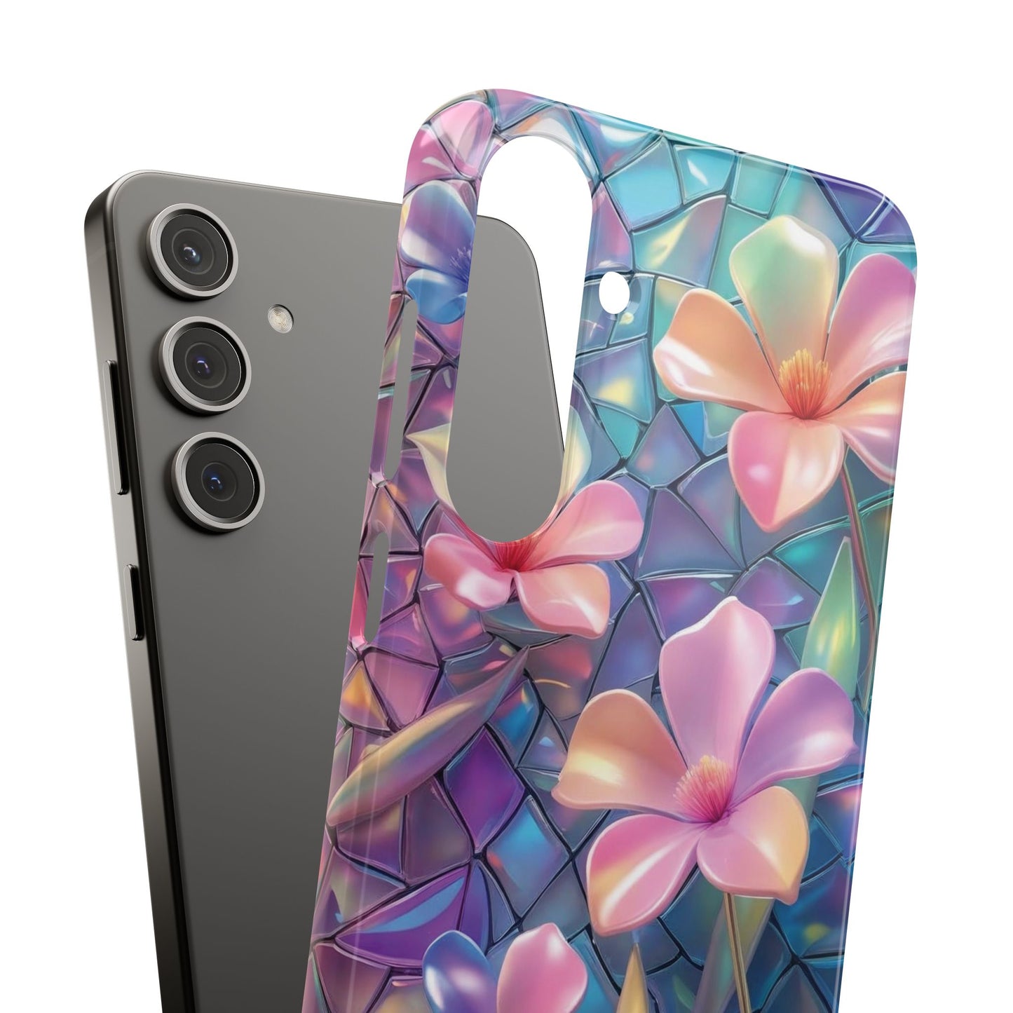 Snap Case Elegante Florale Samsung Handyhülle mit 3D-Effekt
