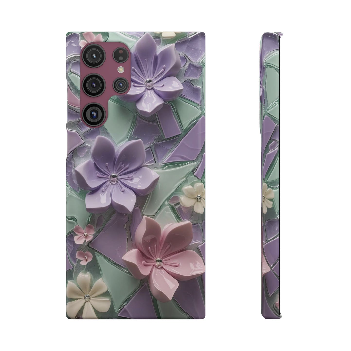 Snap Case Elegante Florale Samsung Handyhülle mit 3D-Effekt