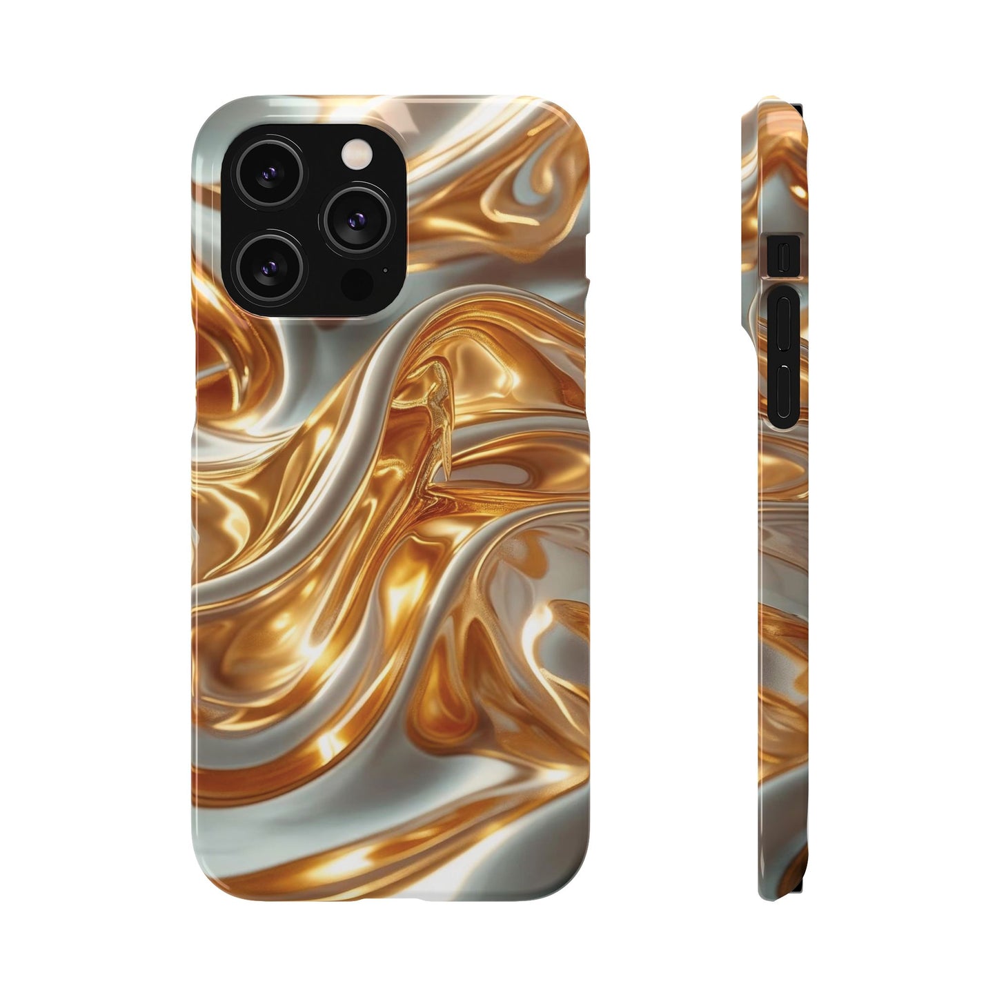 Snap Case iPhone Handyhülle – Gold Dynamic Liquid 3D Effekt
