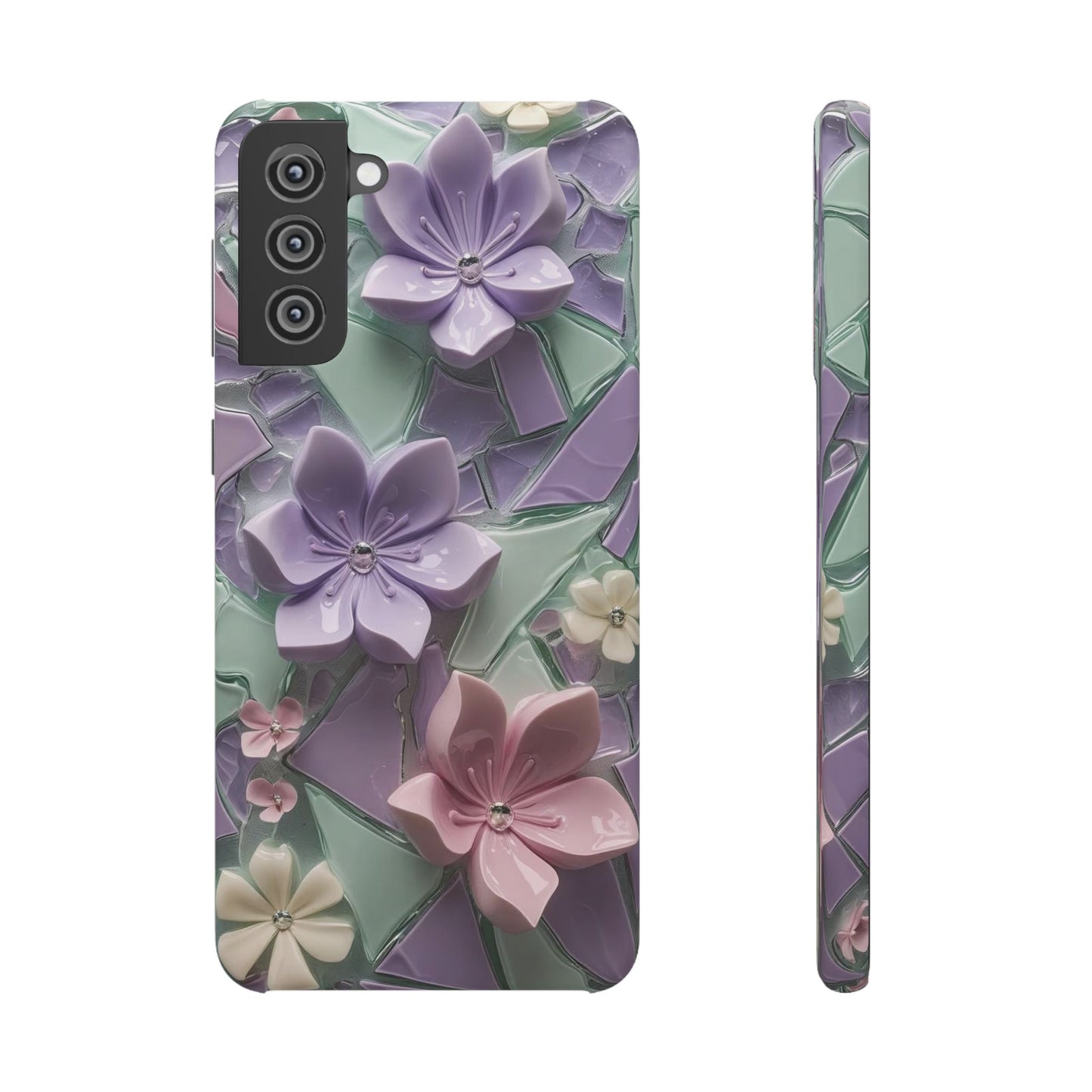 Snap Case Elegante Florale Samsung Handyhülle mit 3D-Effekt