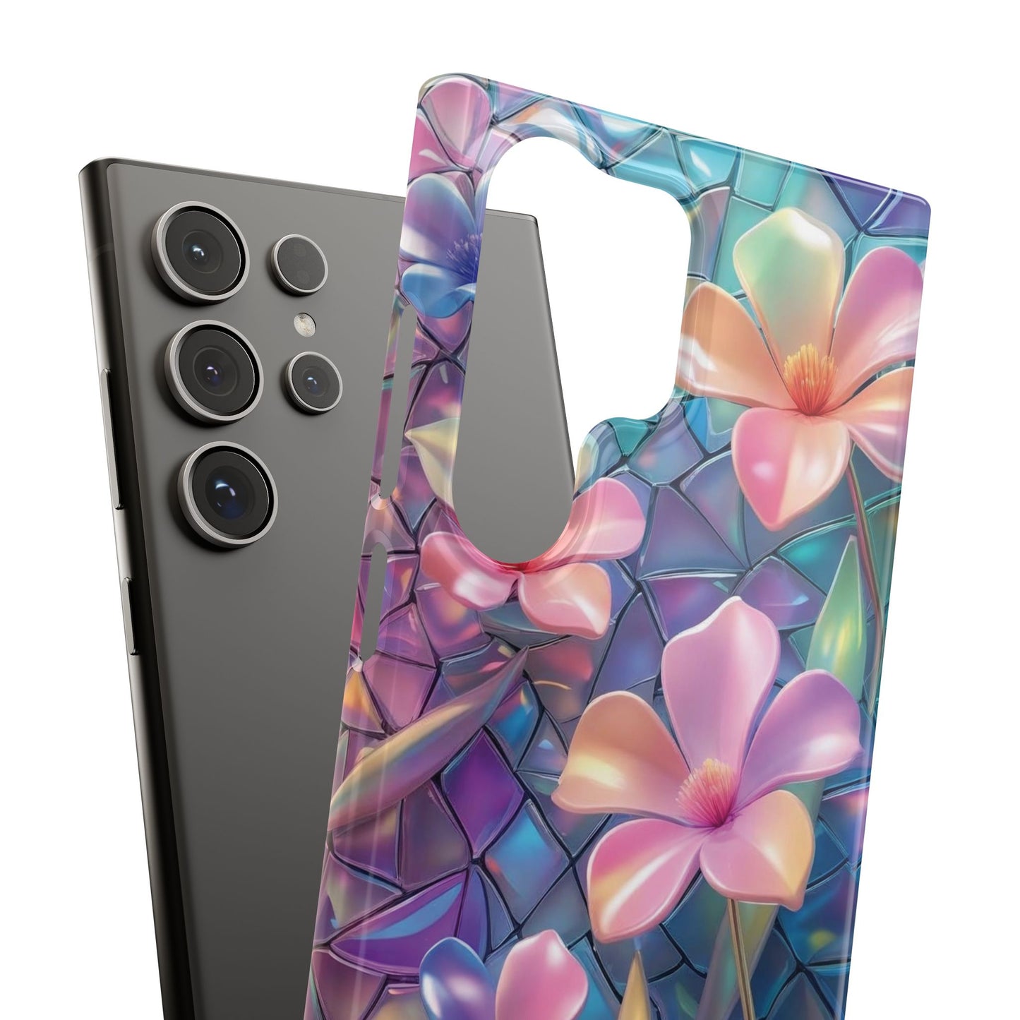 Snap Case Elegante Florale Samsung Handyhülle mit 3D-Effekt