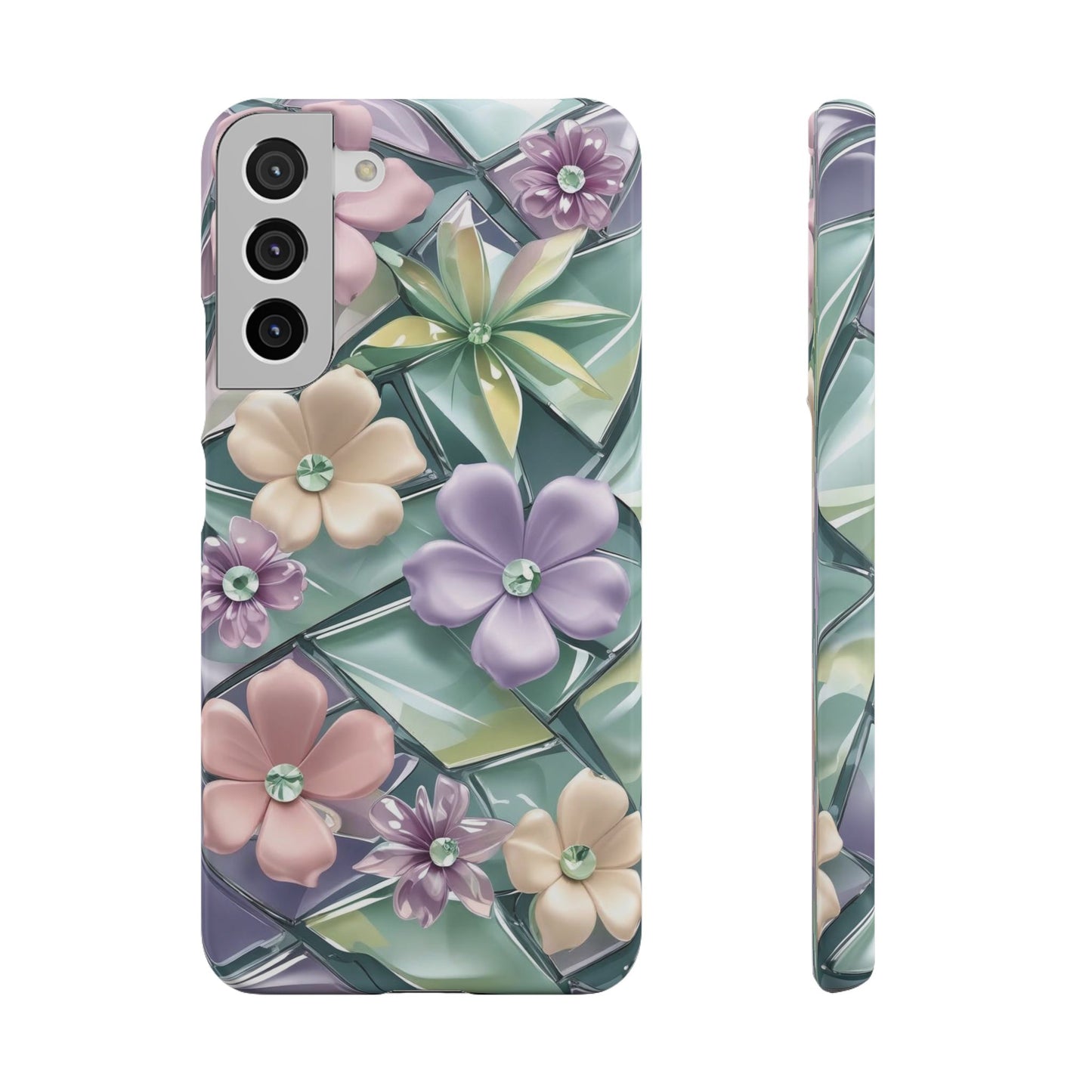 Snap Case Elegante Florale Samsung Handyhülle mit 3D-Effekt