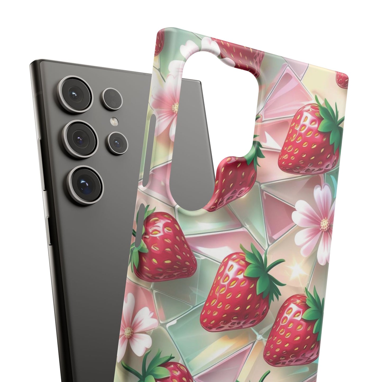 Snap Case Samsung Handyhülle - 3D Effekt Erdbeeren