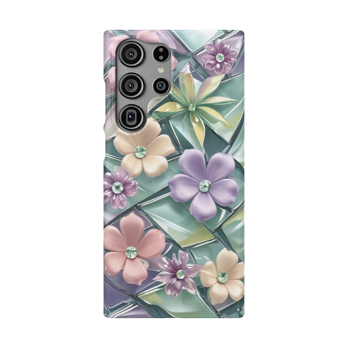 Snap Case Elegante Florale Samsung Handyhülle mit 3D-Effekt