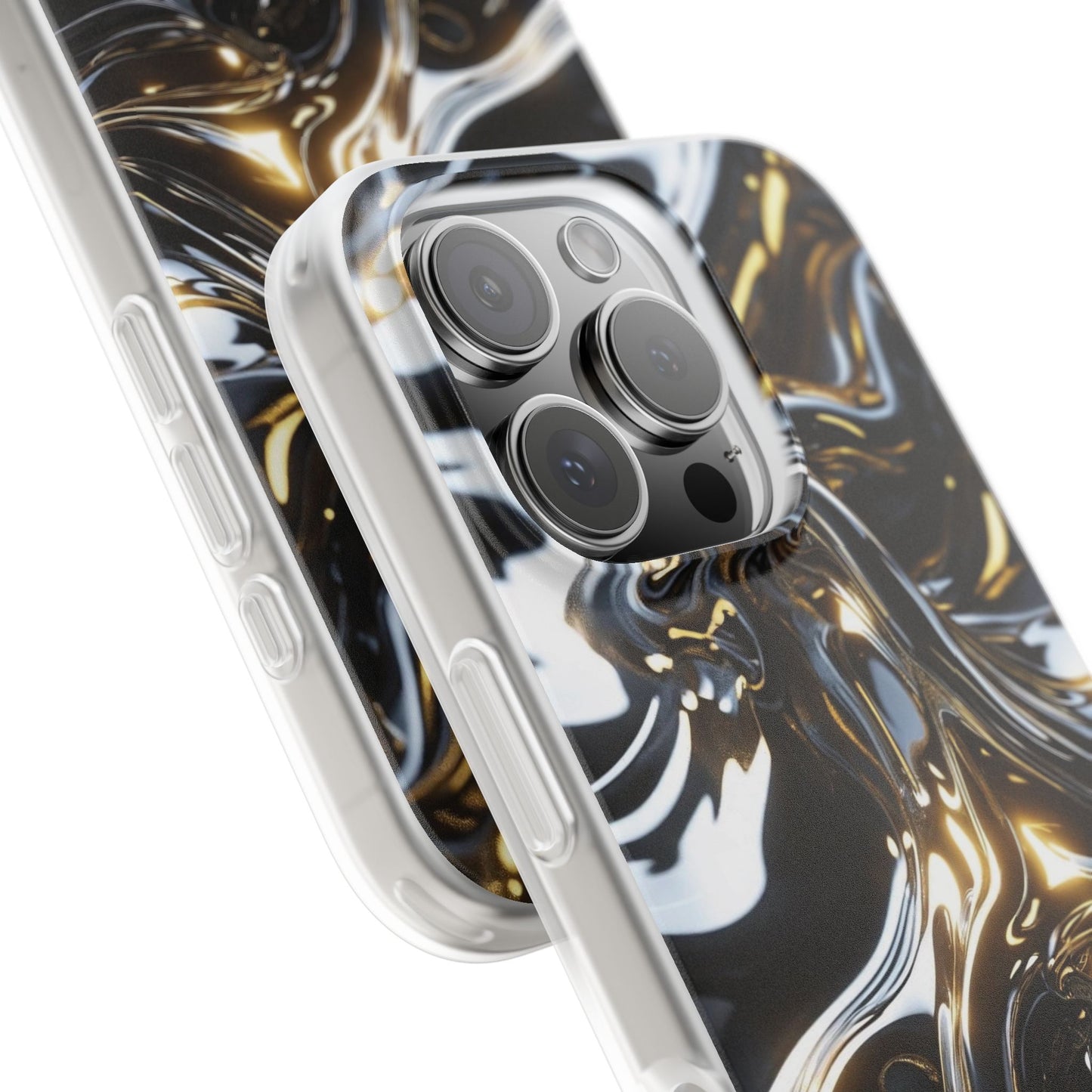 iPhone Handyhülle Flexi Case - Schwarz-Silber Metallic
