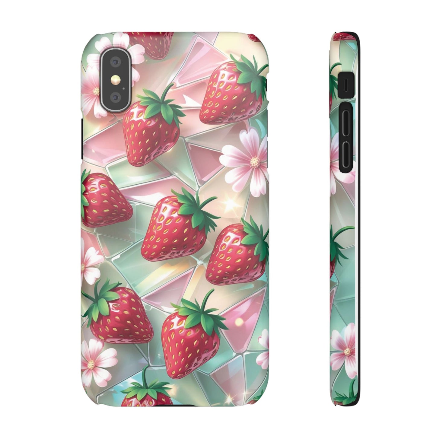 Snap Case iPhone Handyhülle - 3D Effekt Erdbeeren
