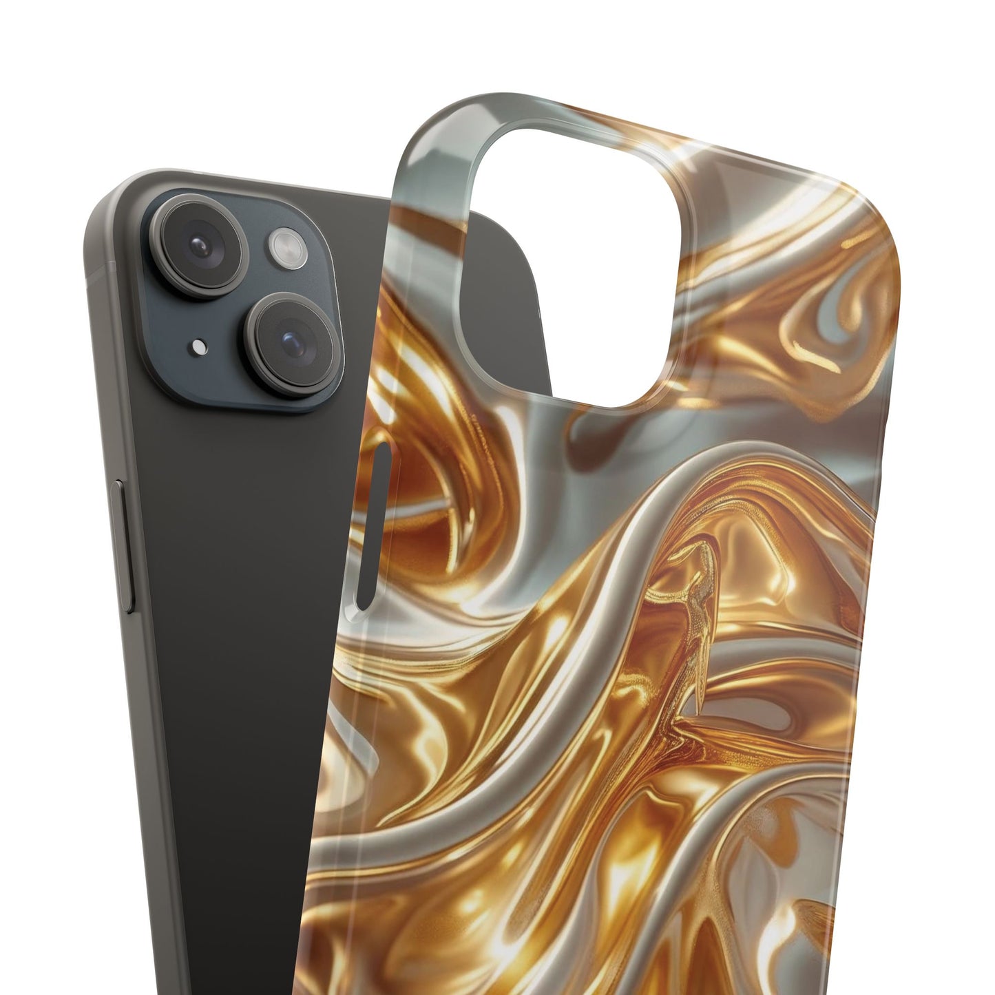 Snap Case iPhone Handyhülle – Gold Dynamic Liquid 3D Effekt