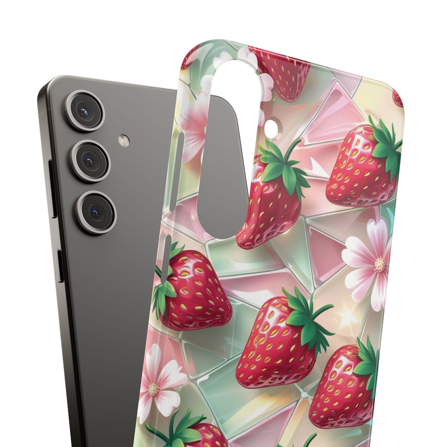 Snap Case Samsung Handyhülle - 3D Effekt Erdbeeren