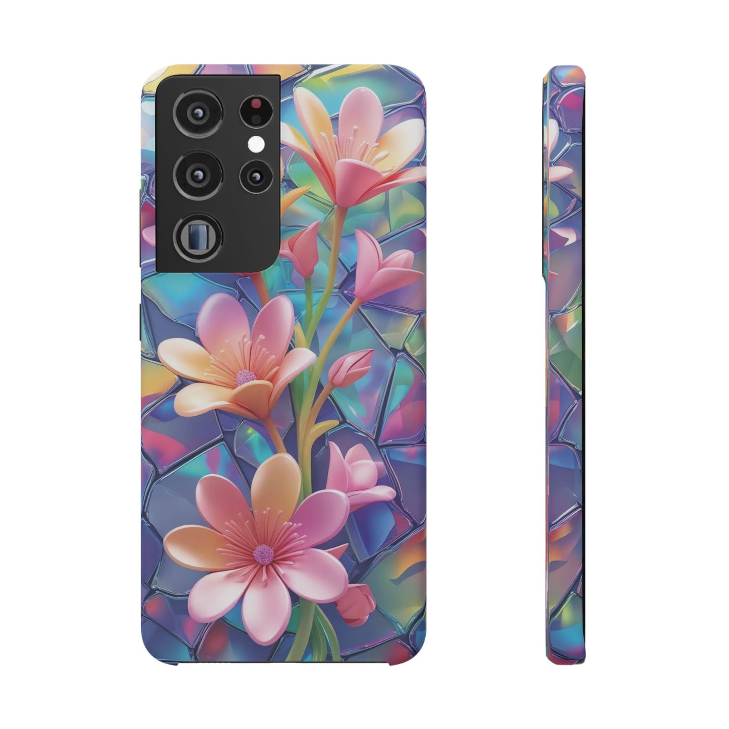 Snap Case Elegante Florale Samsung Handyhülle mit 3D-Effekt