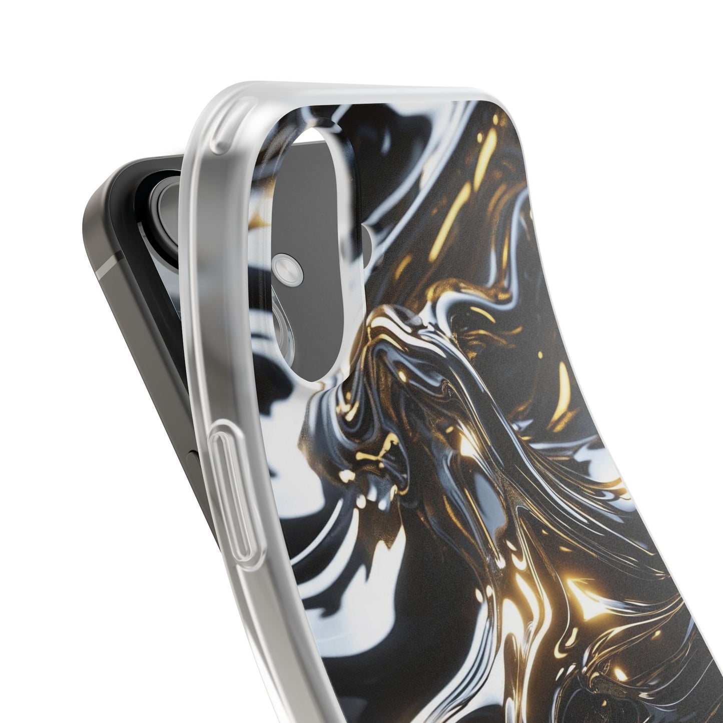 iPhone Handyhülle Flexi Case - Schwarz-Silber Metallic