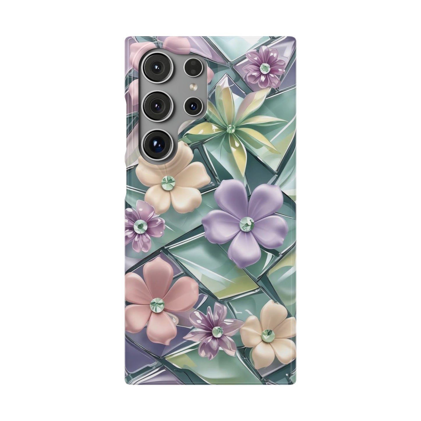 Snap Case Elegante Florale Samsung Handyhülle mit 3D-Effekt