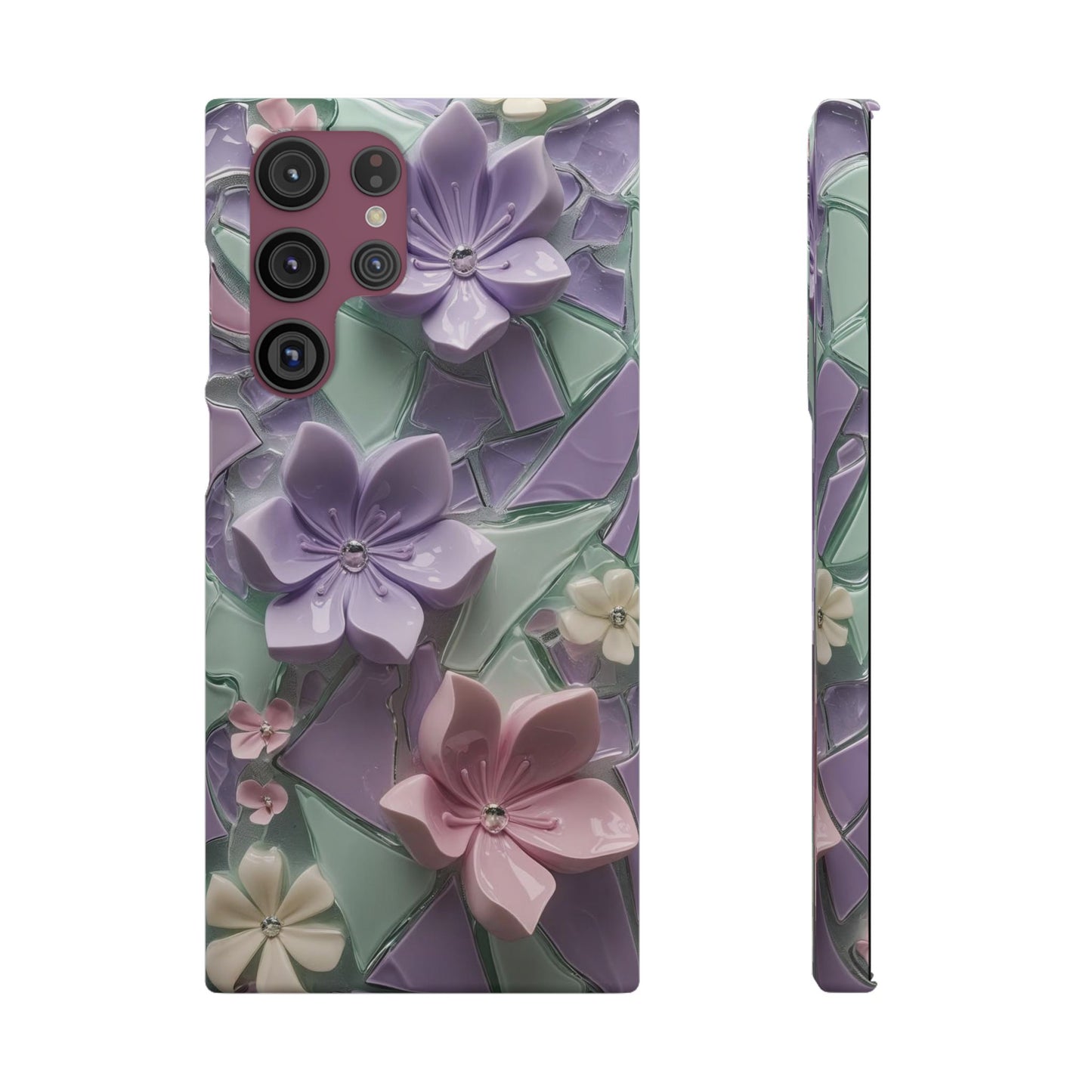 Snap Case Elegante Florale Samsung Handyhülle mit 3D-Effekt