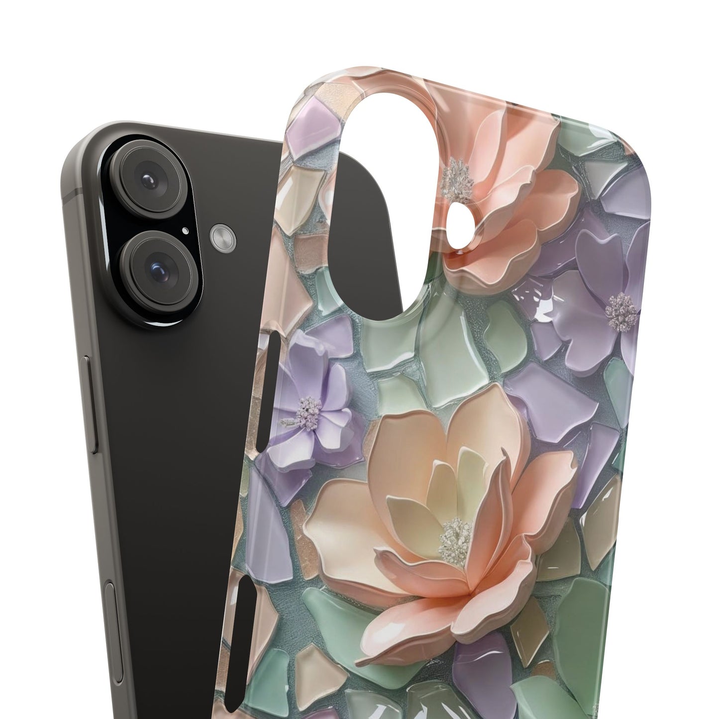 Snap Case Elegante Florale iPhone Handyhülle mit 3D-Effekt