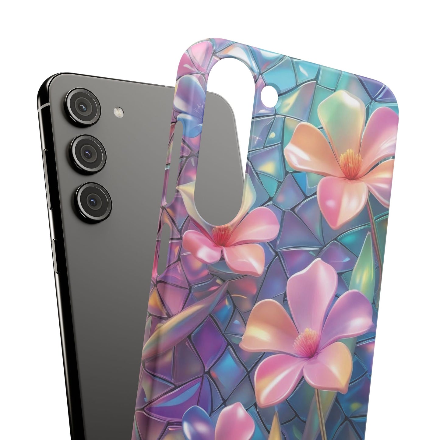 Snap Case Elegante Florale Samsung Handyhülle mit 3D-Effekt