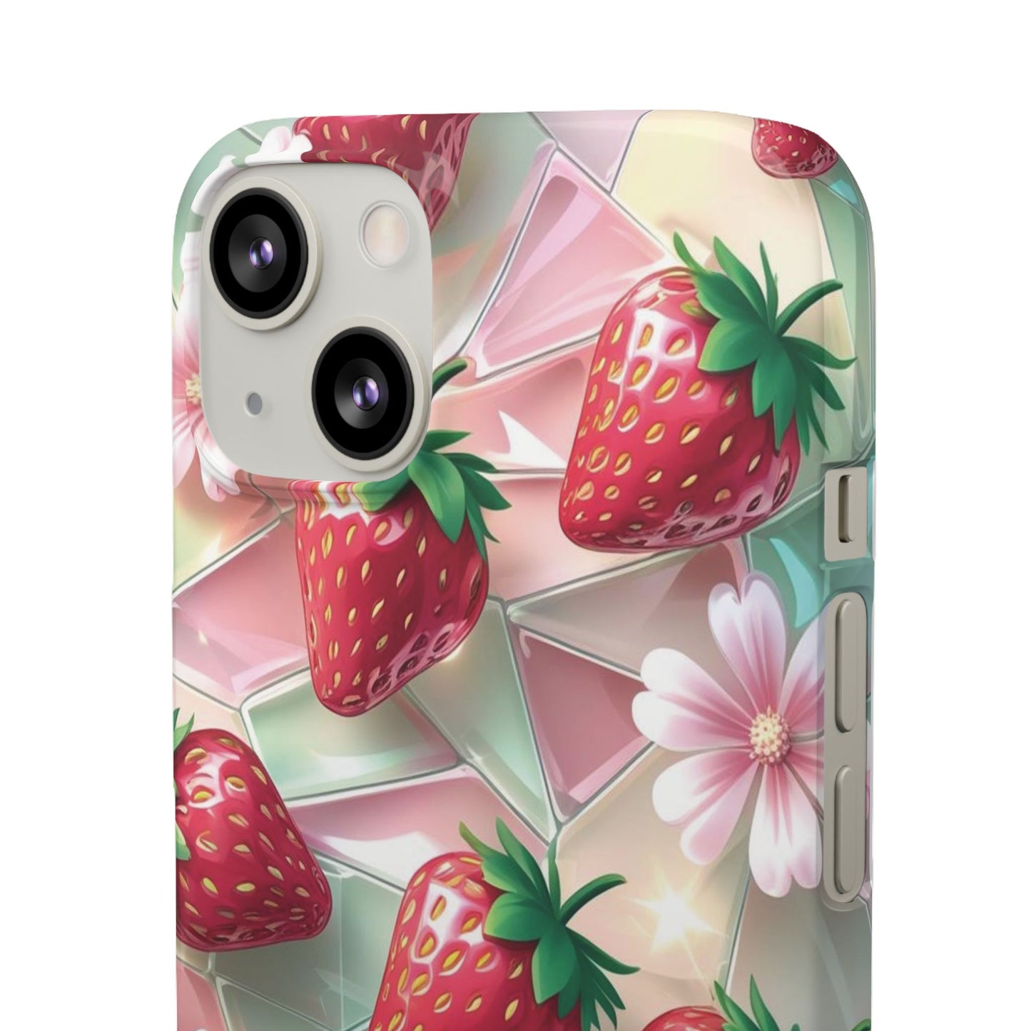 Snap Case iPhone Handyhülle - 3D Effekt Erdbeeren