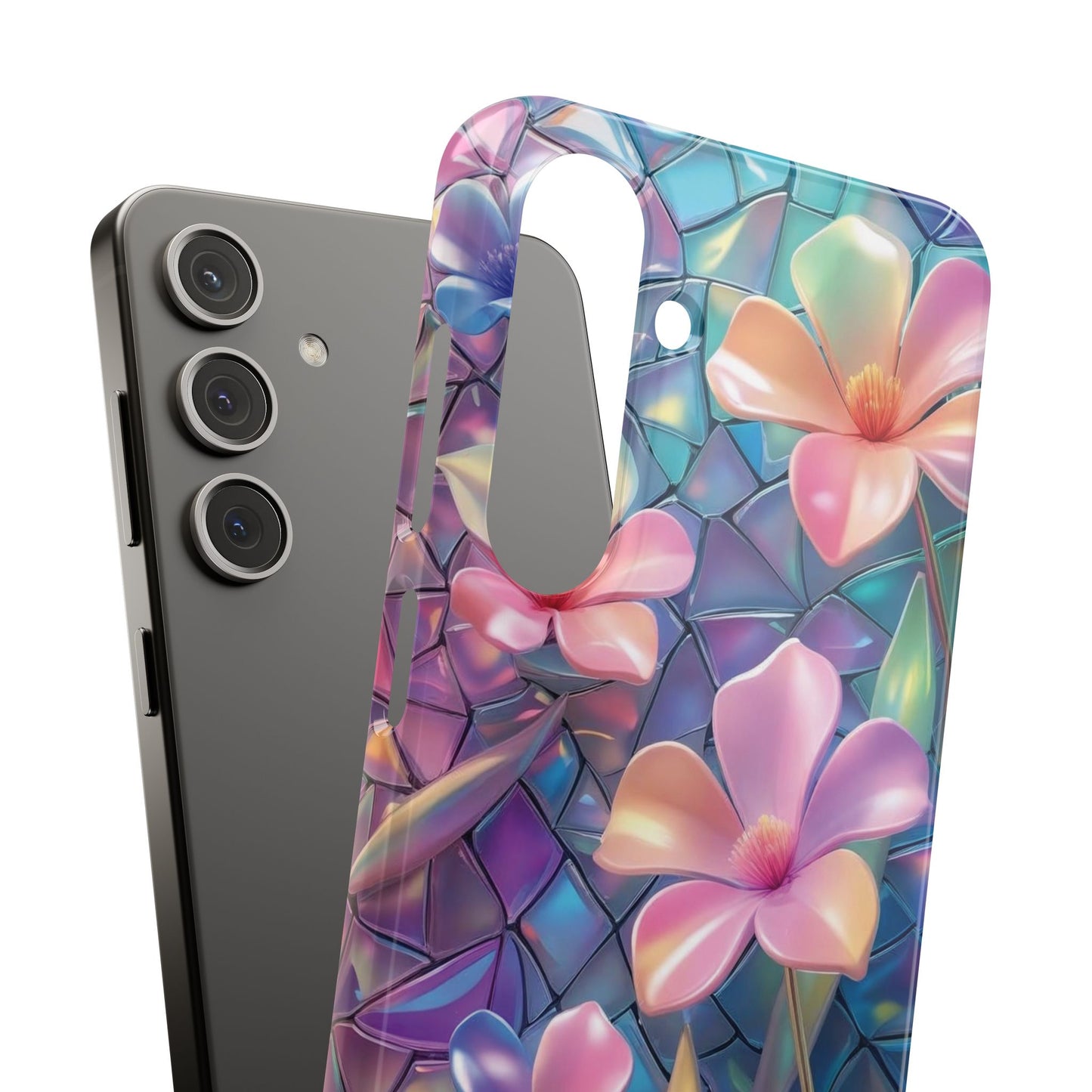 Snap Case Elegante Florale Samsung Handyhülle mit 3D-Effekt