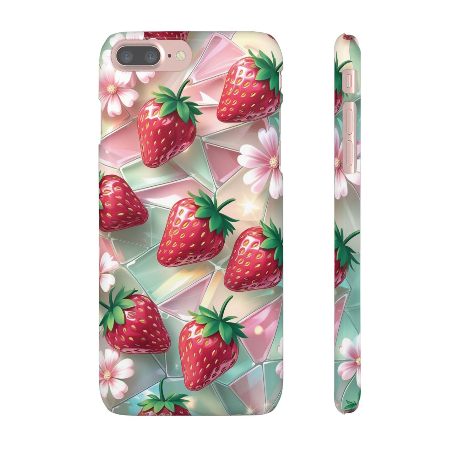 Snap Case iPhone Handyhülle - 3D Effekt Erdbeeren
