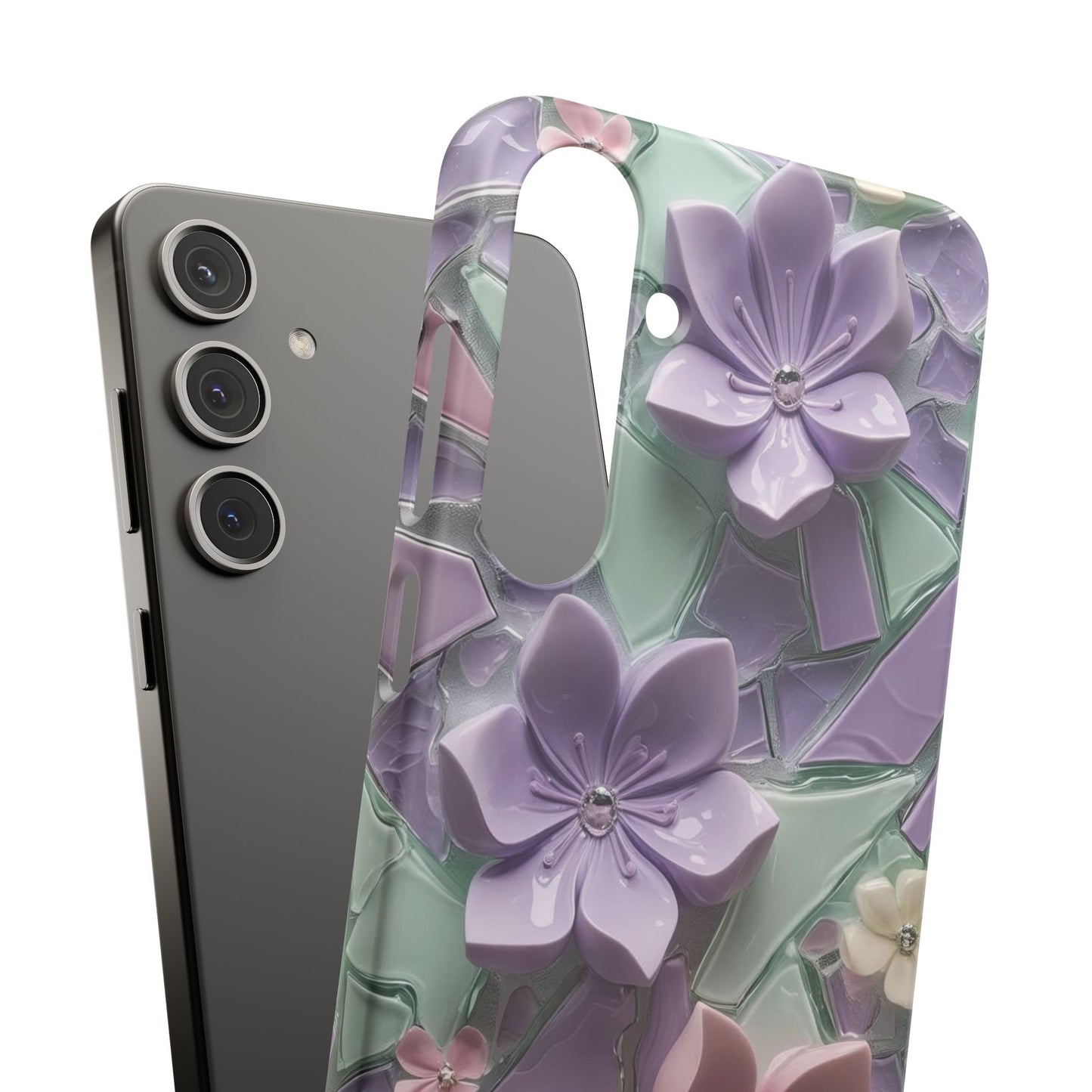 Snap Case Elegante Florale Samsung Handyhülle mit 3D-Effekt