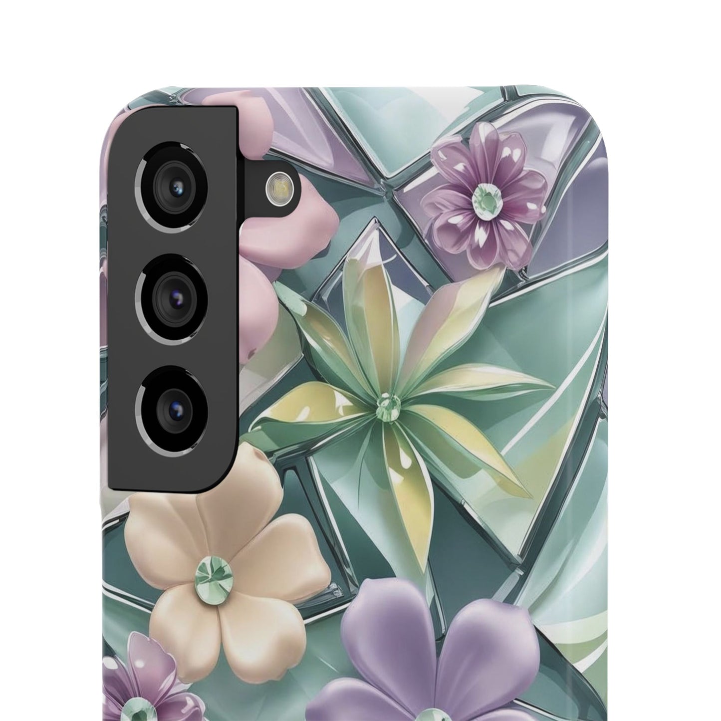Snap Case Elegante Florale Samsung Handyhülle mit 3D-Effekt
