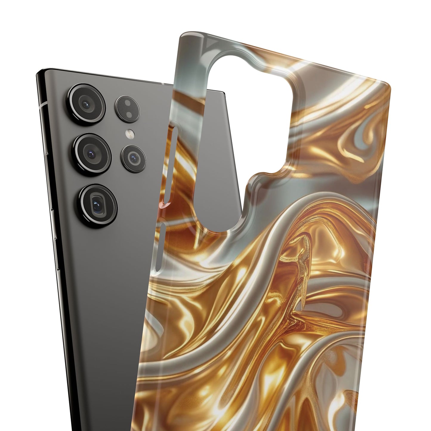 Snap Case Samsung Handyhülle – Gold Dynamic Liquid 3D Effekt