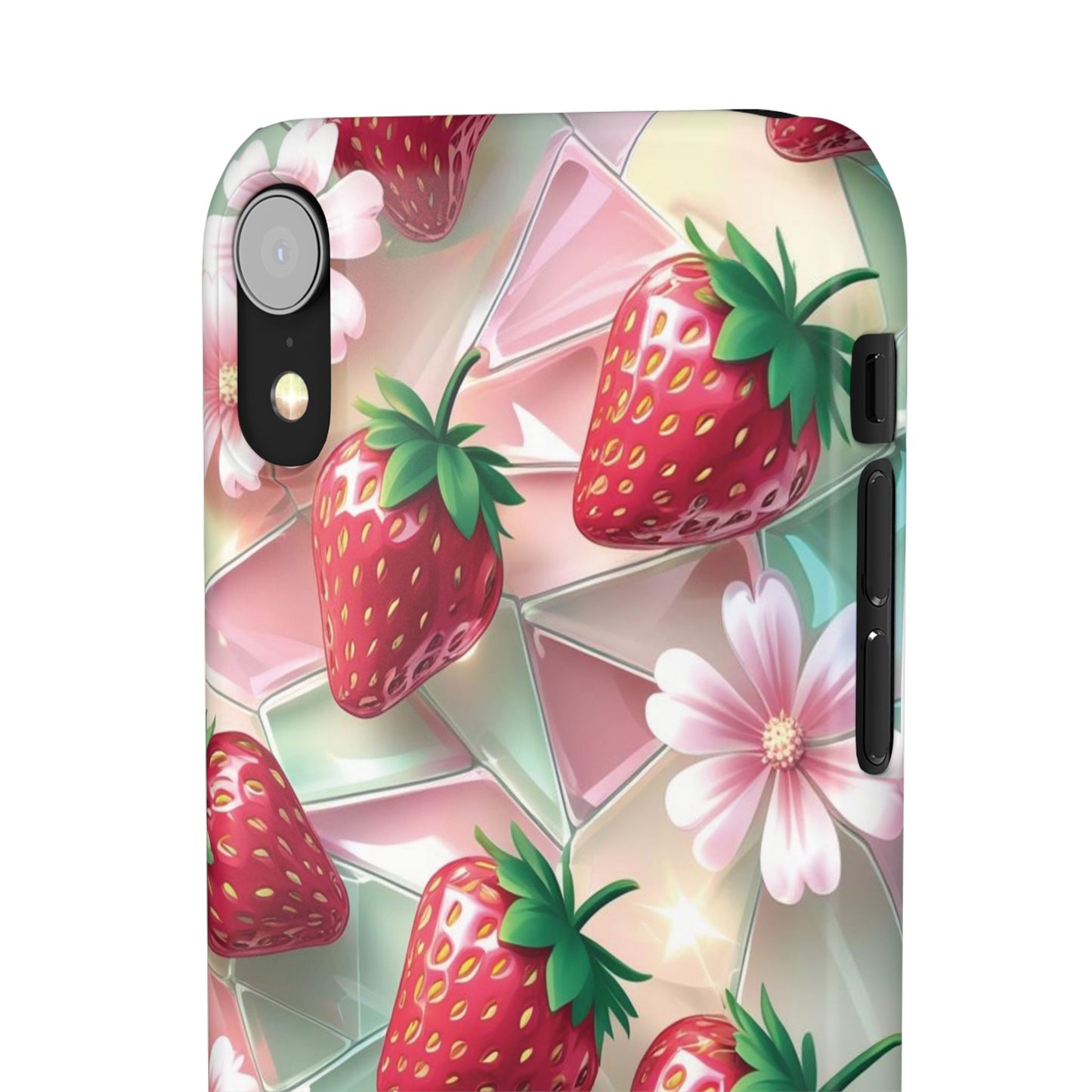 Snap Case iPhone Handyhülle - 3D Effekt Erdbeeren