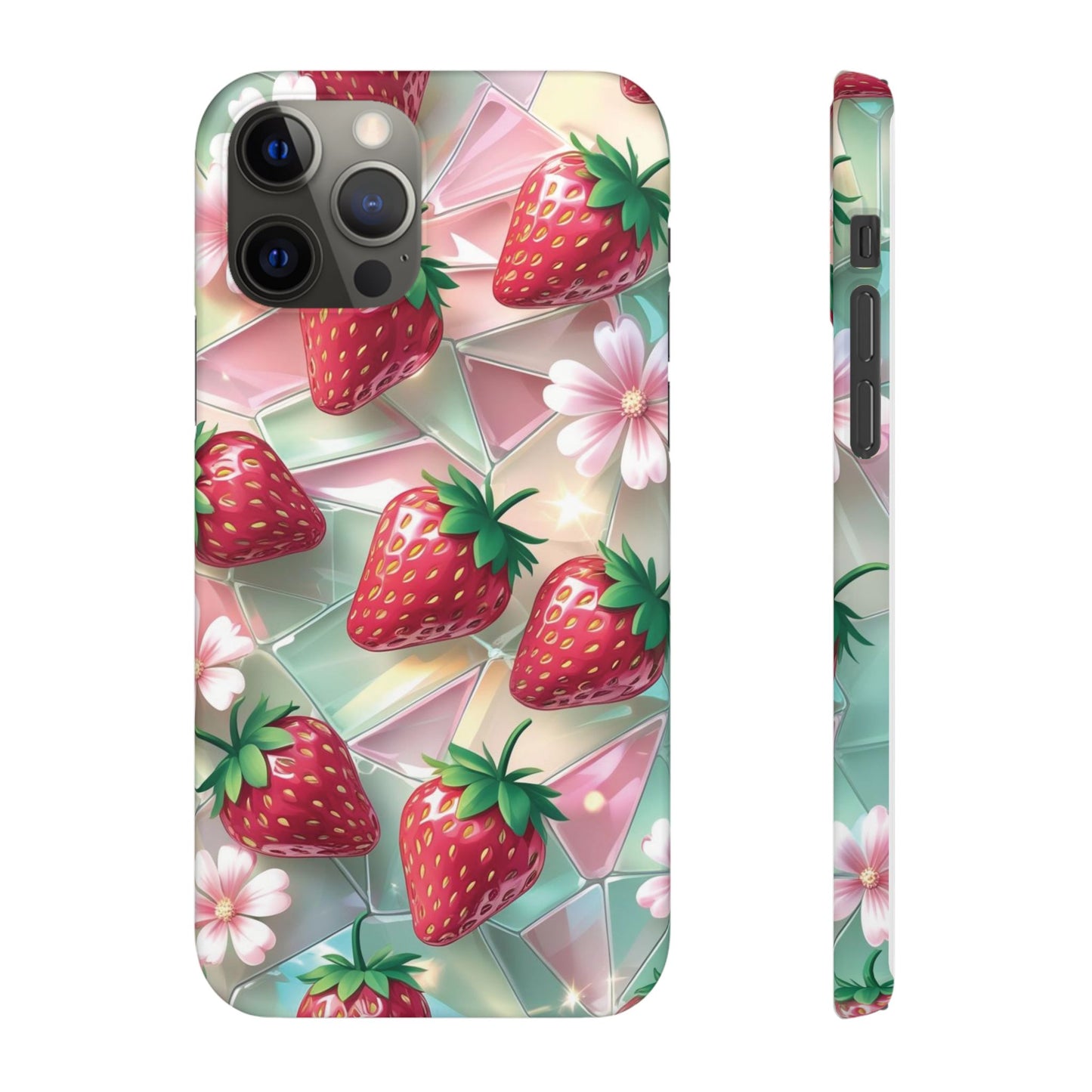 Snap Case iPhone Handyhülle - 3D Effekt Erdbeeren