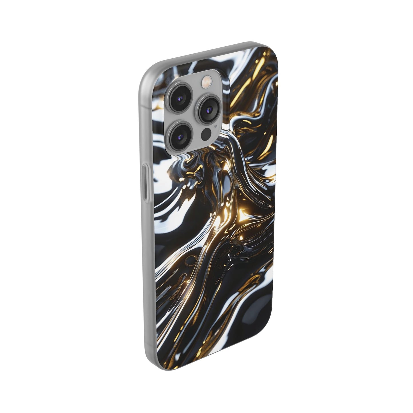 iPhone Handyhülle Flexi Case - Schwarz-Silber Metallic