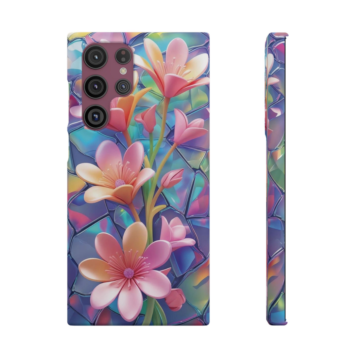Snap Case Elegante Florale Samsung Handyhülle mit 3D-Effekt