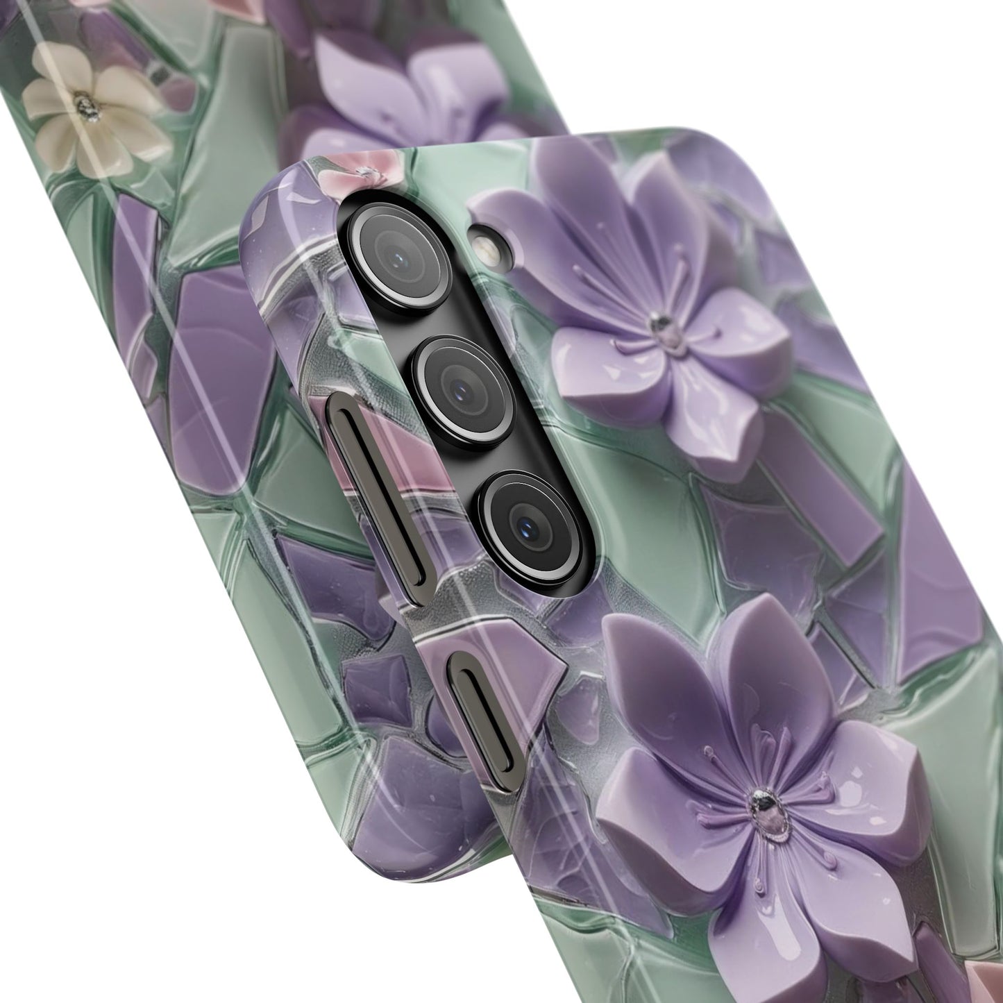 Snap Case Elegante Florale Samsung Handyhülle mit 3D-Effekt