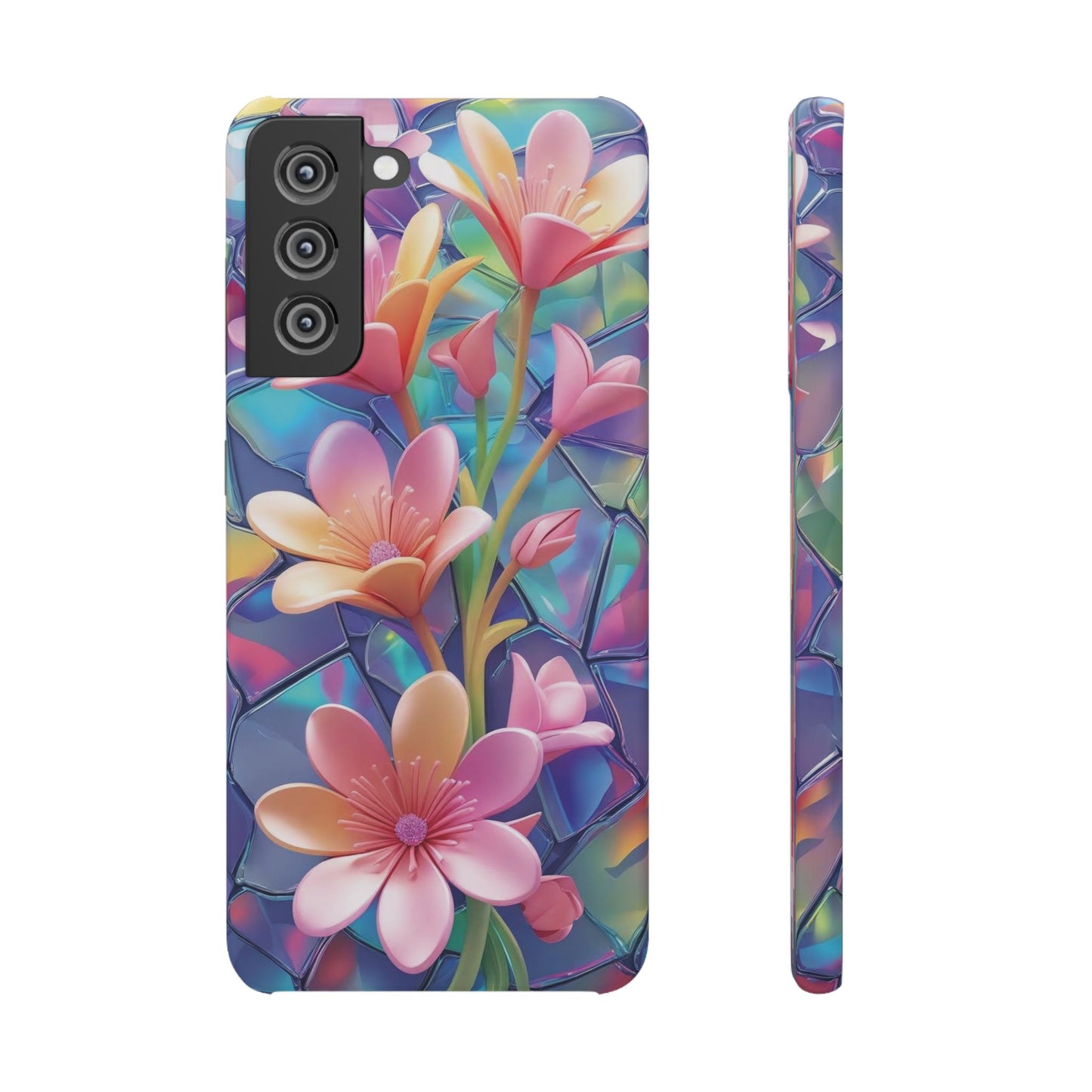 Snap Case Elegante Florale Samsung Handyhülle mit 3D-Effekt