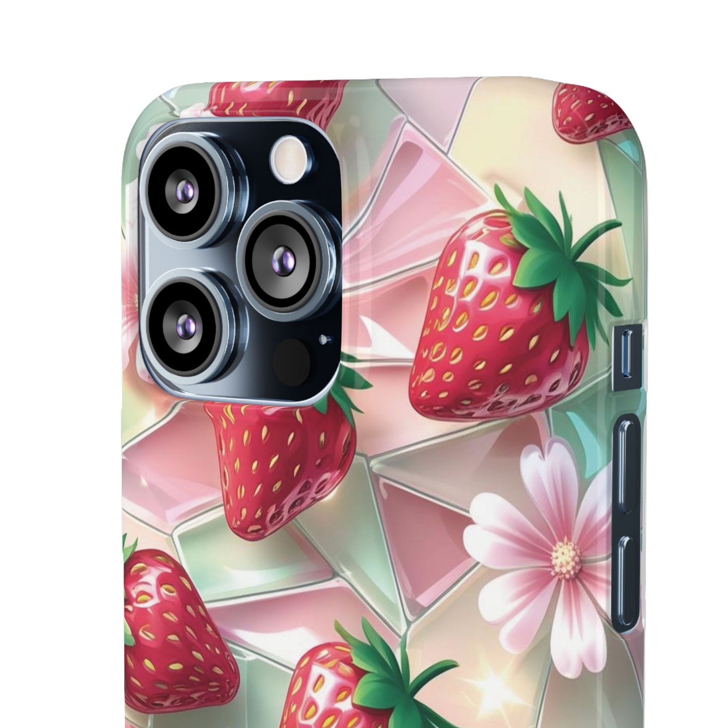 Snap Case iPhone Handyhülle - 3D Effekt Erdbeeren