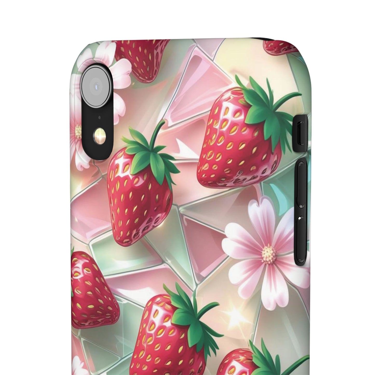 Snap Case iPhone Handyhülle - 3D Effekt Erdbeeren