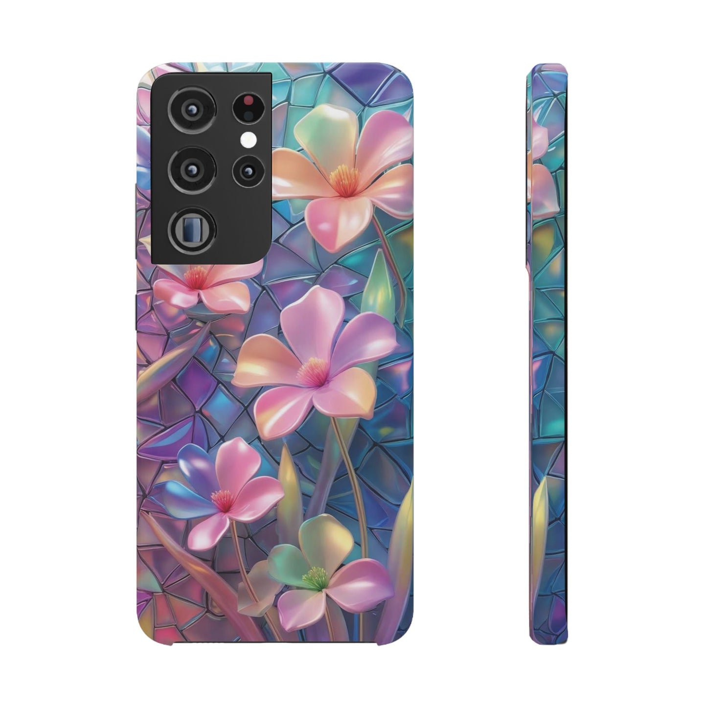 Snap Case Elegante Florale Samsung Handyhülle mit 3D-Effekt