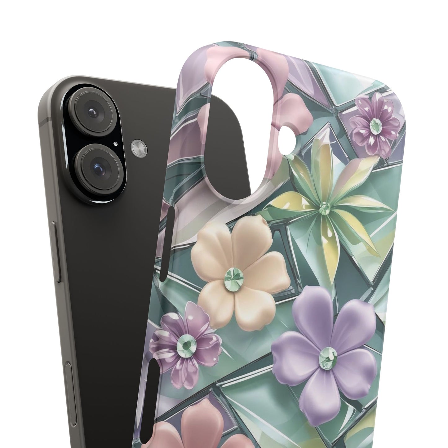 Snap Case Elegante Florale iPhone Handyhülle mit 3D-Effekt