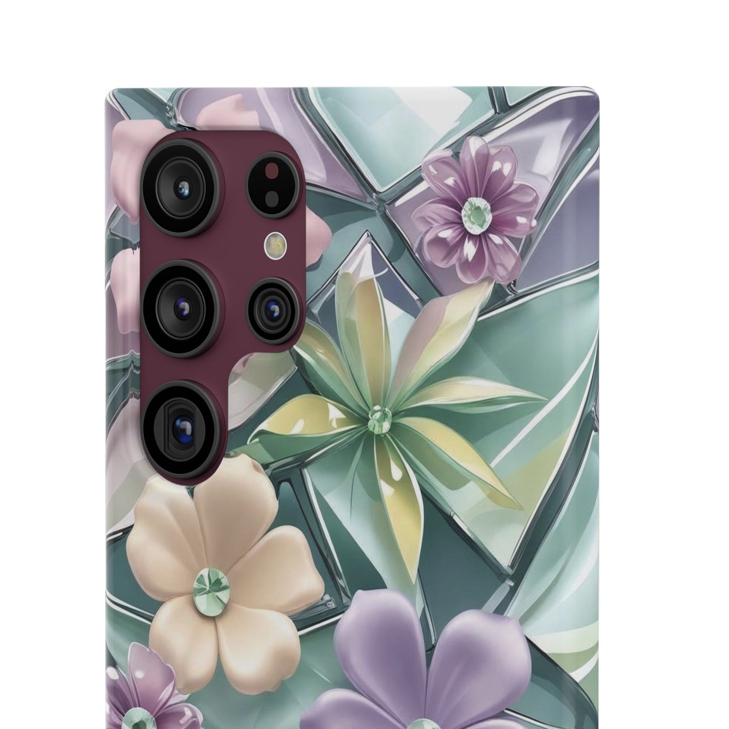 Snap Case Elegante Florale Samsung Handyhülle mit 3D-Effekt