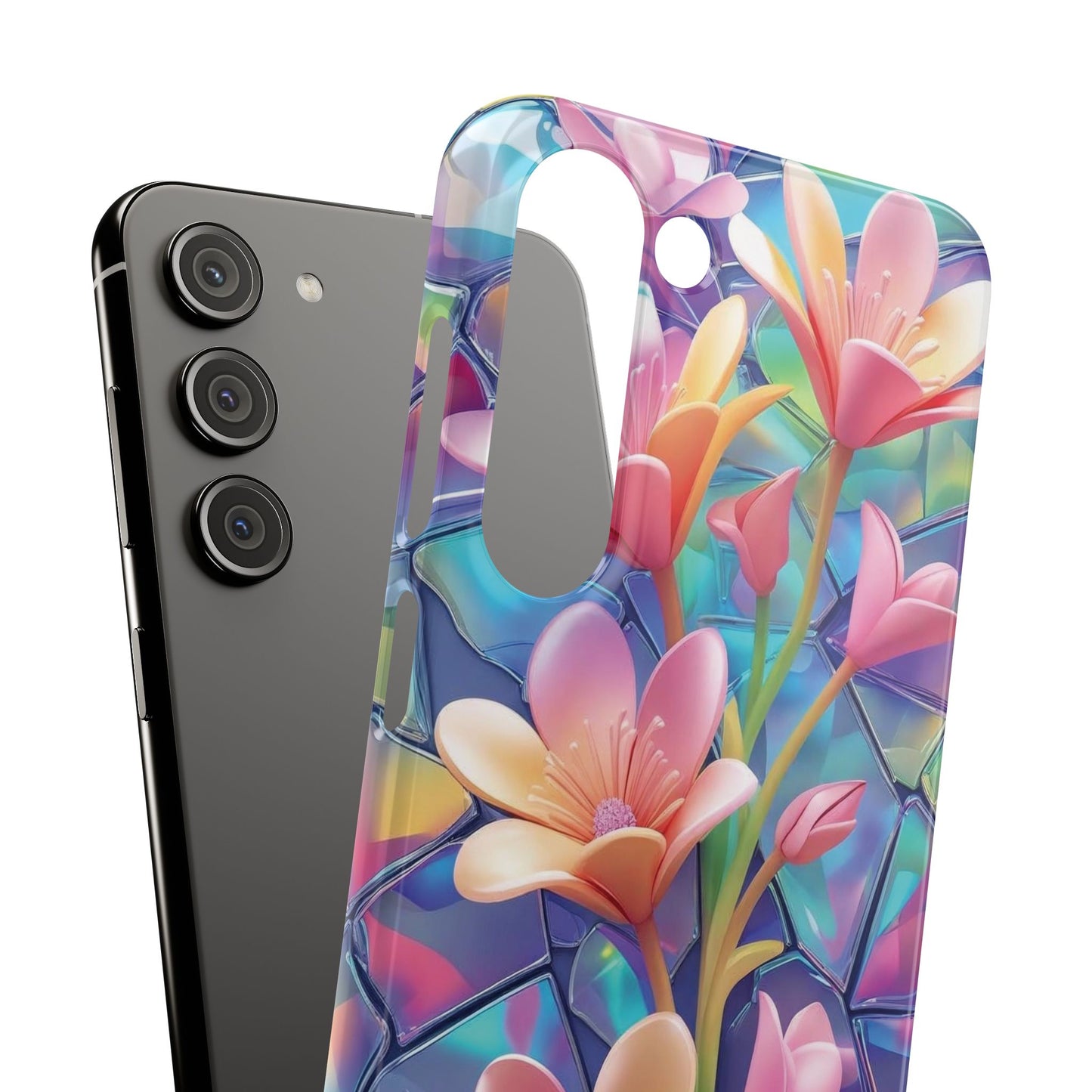 Snap Case Elegante Florale Samsung Handyhülle mit 3D-Effekt