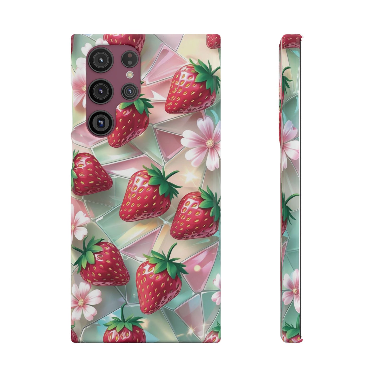 Snap Case Samsung Handyhülle - 3D Effekt Erdbeeren