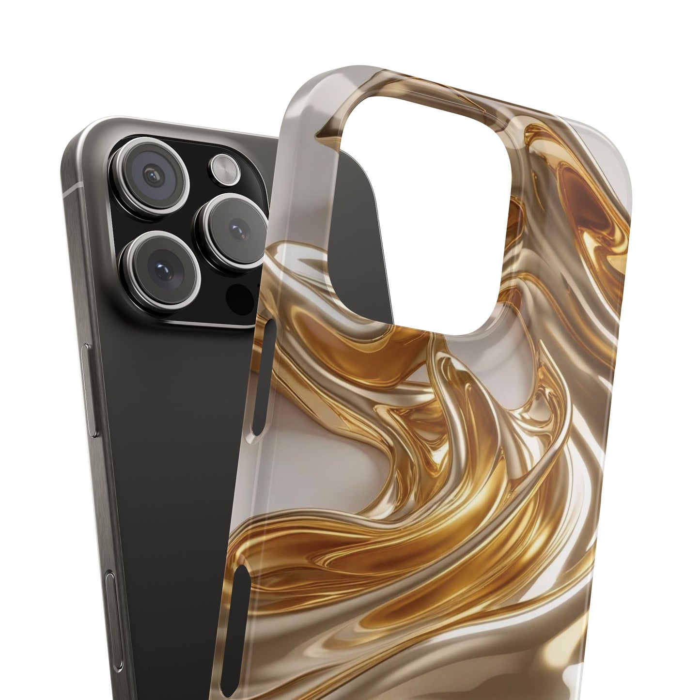 Snap Case iPhone Handyhülle – Gold Dynamic Liquid 3D Effekt