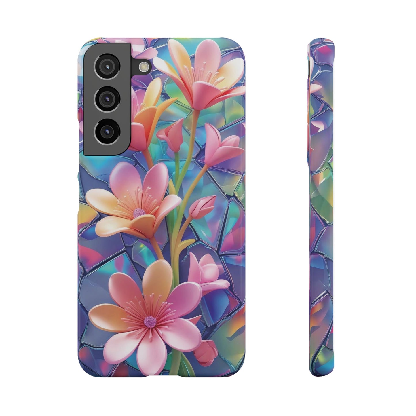 Snap Case Elegante Florale Samsung Handyhülle mit 3D-Effekt